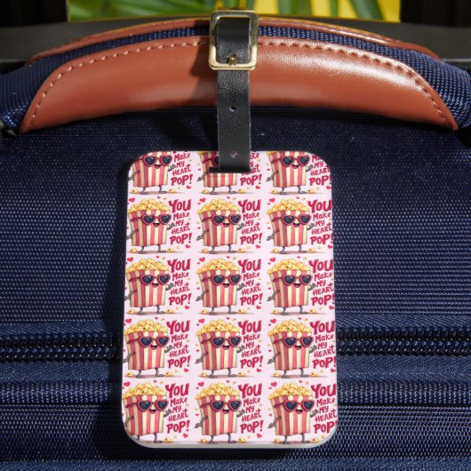Popcorn Hart Pop Valentijnsdag Ontwerp Bagagelabel (Voorkant Insitu 2)