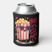 Popcorn Hart Pop Valentijnsdag Ontwerp Blikjeskoeler (Blikje Achterkant)