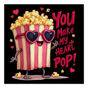 Popcorn Hart Pop Valentijnsdag Ontwerp Perfect Poster