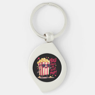 Popcorn Hart Pop Valentijnsdag Ontwerp Sleutelhanger