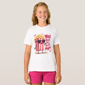 Popcorn Hart Pop Valentijnsdag Ontwerp T-shirt (Voorkant volledig)