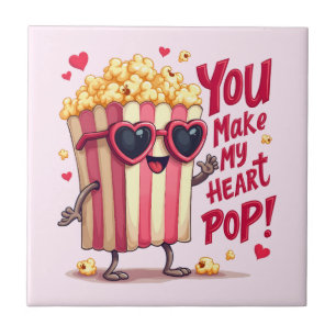 Popcorn Hart Pop Valentijnsdag Ontwerp Tegeltje