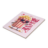 Popcorn Hart Pop Valentijnsdag Ontwerp Tegeltje (Zijkant)