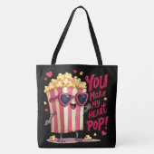 Popcorn Hart Pop Valentijnsdag Ontwerp Tote Bag (Voorkant)