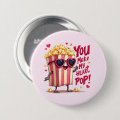 Popcorn Hart Pop Valentijnsontwerp Ronde Button 7,6 Cm (Voorkant /achterkant)