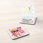 Popcorn Heart Pop Valentine Design Bier Onderzetter (Rechterzijde)