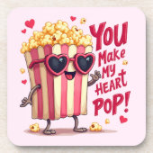 Popcorn Heart Pop Valentine Design Bier Onderzetter (Voorkant)