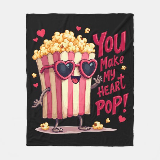 Popcorn Heart Pop Valentine Design Fleece Deken (Voorkant)