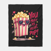 Popcorn Heart Pop Valentine Design Fleece Deken (Voorkant)