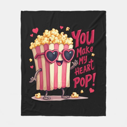 Popcorn Heart Pop Valentine Design Fleece Deken (Voorkant)