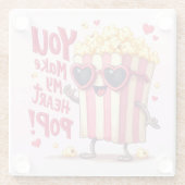 Popcorn Heart Pop Valentine Design Glazen Onderzetter (Achterkant)