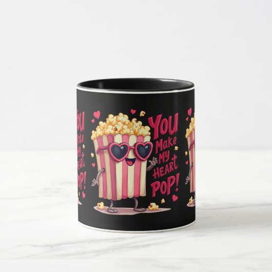 Popcorn Heart Pop Valentine Design Mok (Midden)