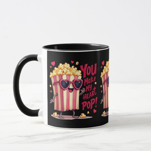 Popcorn Heart Pop Valentine Design Mok (Links)