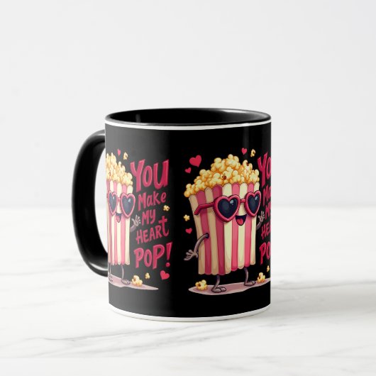 Popcorn Heart Pop Valentine Design Mok (Voorkant links)