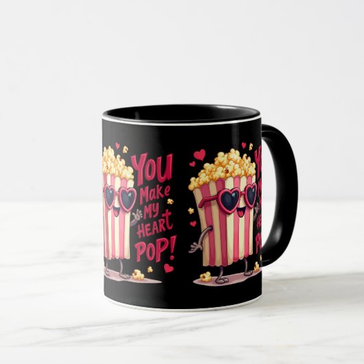 Popcorn Heart Pop Valentine Design Mok (Voorkant rechts)