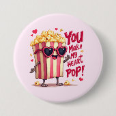 Popcorn Heart Pop Valentine Design Ronde Button 7,6 Cm (Voorkant)