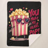 Popcorn Heart Pop Valentine Design Sherpa Deken (Voorkant)