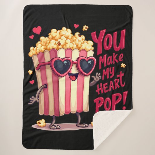 Popcorn Heart Pop Valentine Design Sherpa Deken (Voorkant)