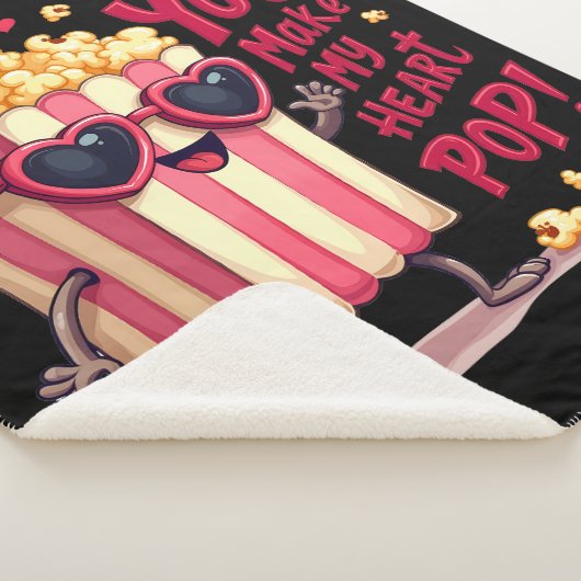 Popcorn Heart Pop Valentine Design Sherpa Deken (3/4)