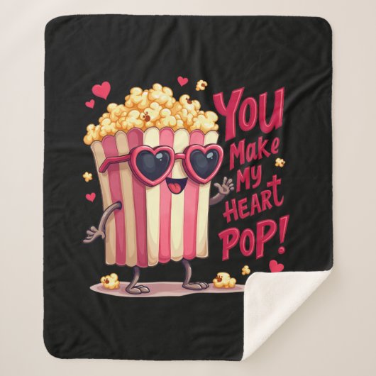 Popcorn Heart Pop Valentine Design Sherpa Deken (Voorkant)