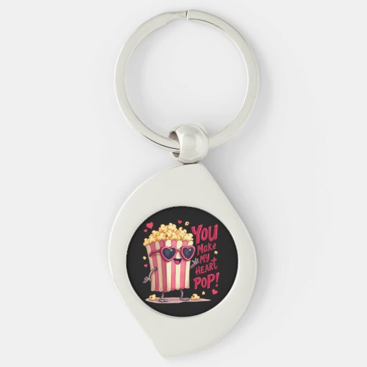 Popcorn Heart Pop Valentine Design Sleutelhanger (Voorkant)