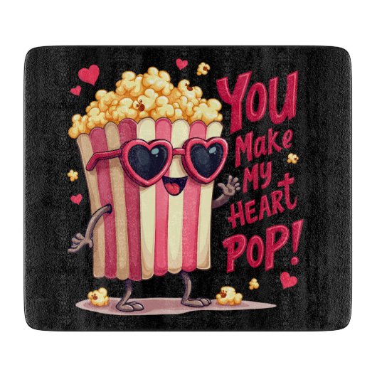 Popcorn Heart Pop Valentine Design Snijplank (Voorkant)