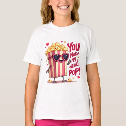 Popcorn Heart Pop Valentine Design T-shirt (Voorkant)