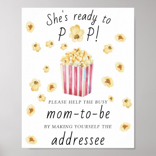 Popcorn - Help de drukke moeder-to-be geadresseerd Poster (Voorkant)