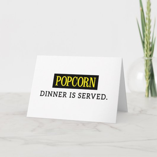 Popcorn: het diner wordt geserveerd kaart (Voorkant)