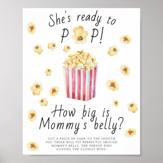 Popcorn - hoe groot is mama's buik spel poster (Voorkant)