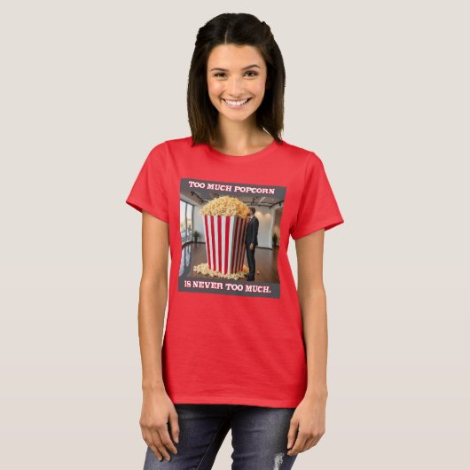 Popcorn Iedereen vrouwen diep rood T-shirt (Voorkant volledig)