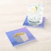 Popcorn in een witte badkuip glazen onderzetter (Schuin)