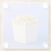 Popcorn in een witte badkuip glazen onderzetter (Achterkant)