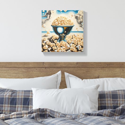 Popcorn in een zilveren schaal canvas afdruk (Insitu (Slaapkamer))