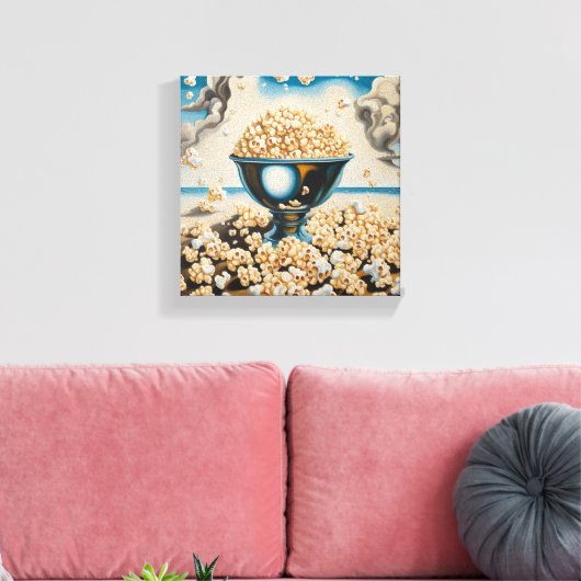 Popcorn in een zilveren schaal canvas afdruk (Insitu (Woonkamer))