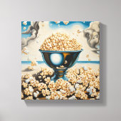 Popcorn in een zilveren schaal canvas afdruk (Voorkant)