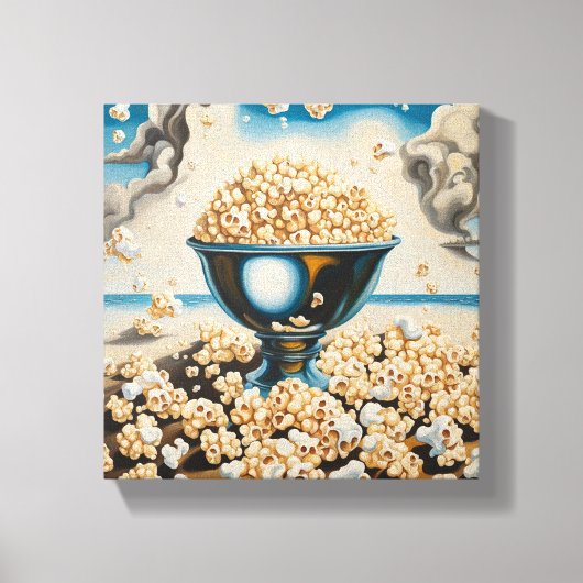 Popcorn in een zilveren schaal canvas afdruk (Voorkant)