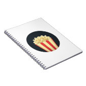Popcorn in een zwarte cirkel achtergrond notitieboek (Rechterzijde)