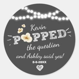 Popcorn in het Verloving van het Vragenhuwelijk Ronde Sticker