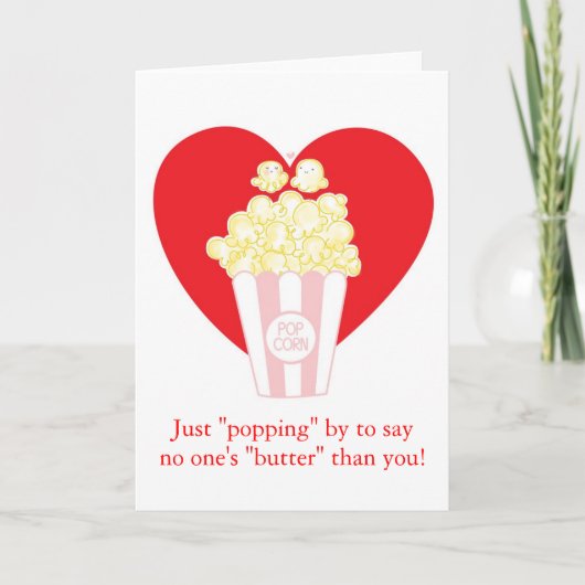 Popcorn in liefde Valentijn Kaart (Voorkant)