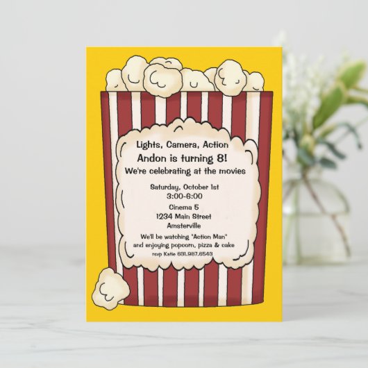 Popcorn Invitation Kaart (Staand voorkant)