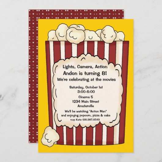 Popcorn Invitation Kaart (Voorkant / Achterkant)