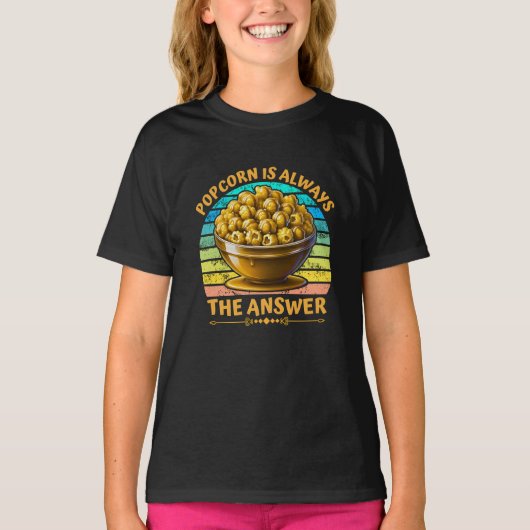 popcorn is altijd het antwoord t-shirt (Voorkant)