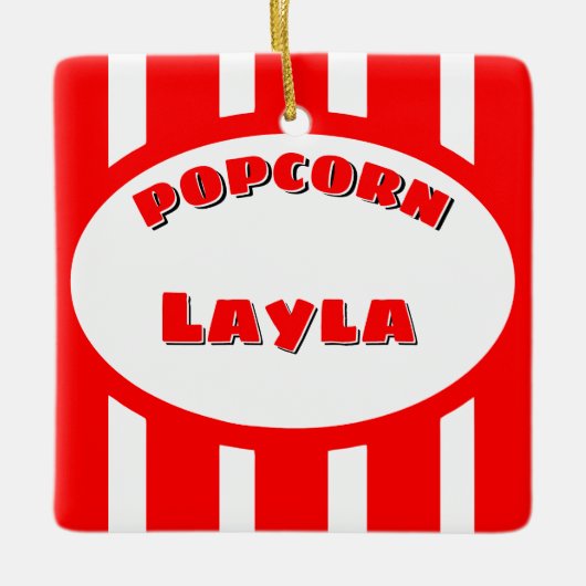 Popcorn Jouw naam Keramisch Ornament (Voorkant)
