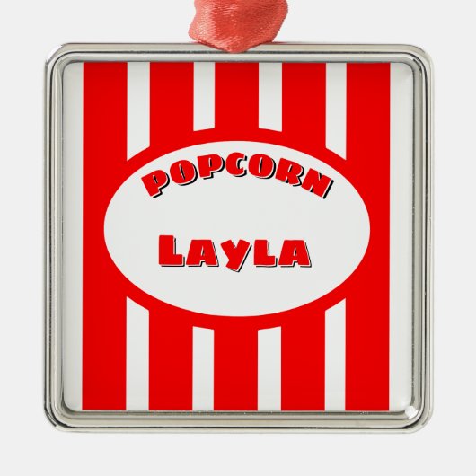 Popcorn Jouw naam Metalen Ornament (Voorkant)