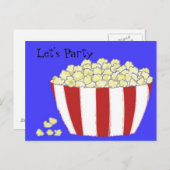 Popcorn - Laten we partijuitnodiging doen Uitnodiging Briefkaart (Voorkant / Achterkant)