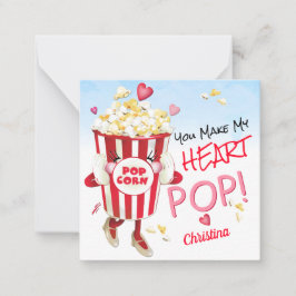 Popcorn Liefde Grappige Valentijnskaart Klas Notitiekaartje