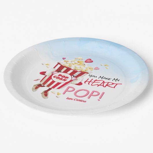 Popcorn Love Funny Papieren Bordje (Gekanteld)