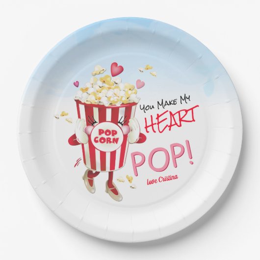 Popcorn Love Funny Papieren Bordje (Voorkant)