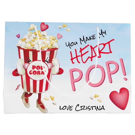 Popcorn Love Funny Pun Groot Cadeauzakje (Achterkant)